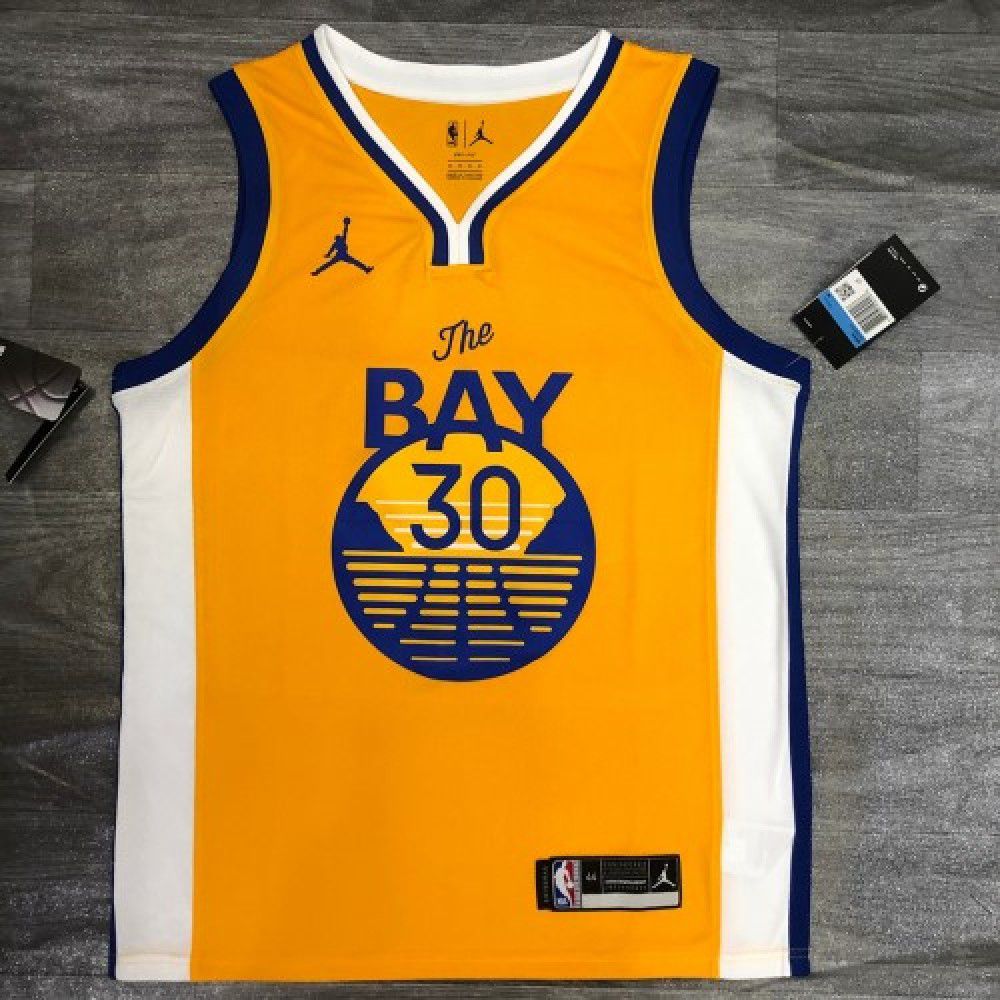 Men's Golden State Warriors Stephen Curry #30 Jordan Gold 2020/21 Swingman Jersey - Statement Edition-Pro Kit Vault | Brand New 26/27 Sports Jerseys